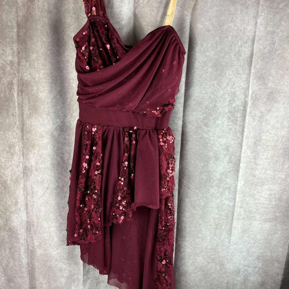 Elegant Burgundy Sequin Dress ballet/dance/prom/party